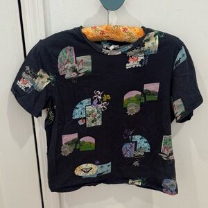 Bimba Y Lola Graphic Printed Boxy Crop Tee